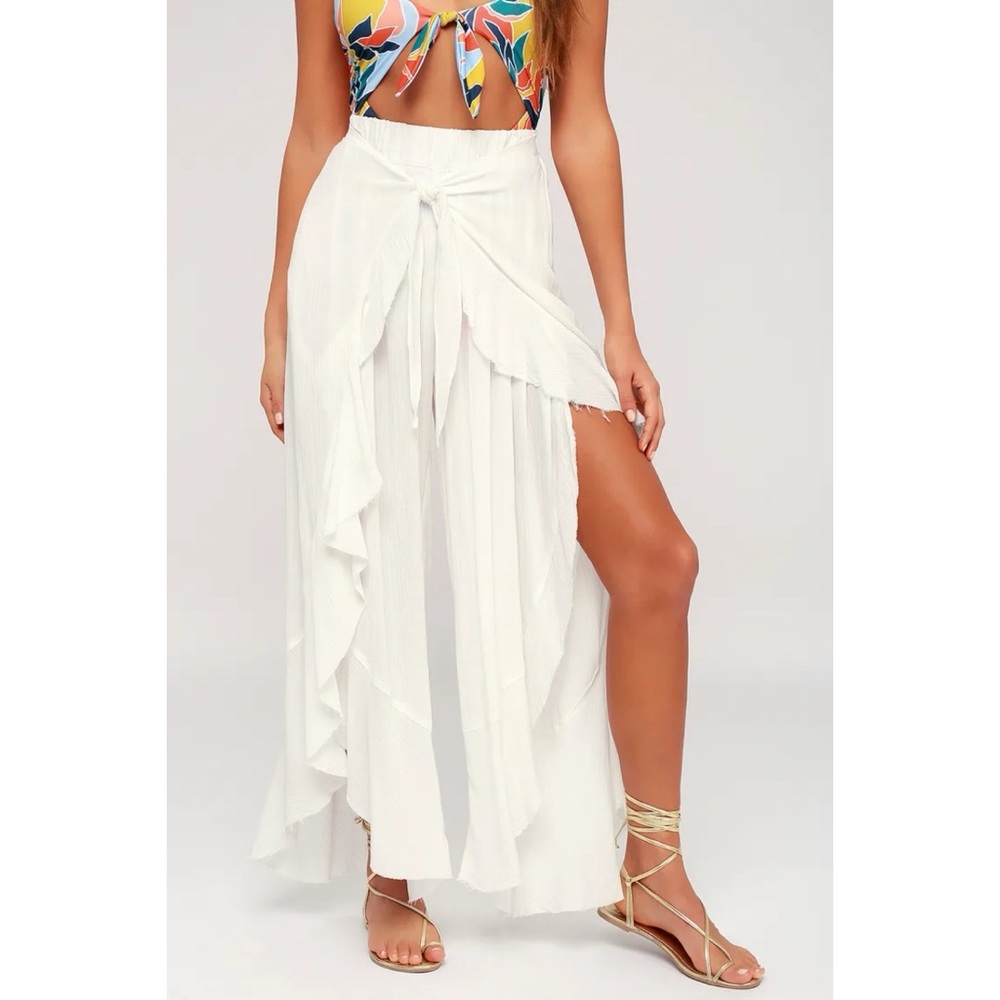 NWT Peyton Tie-Front Cover-Up Wide Leg Pants M